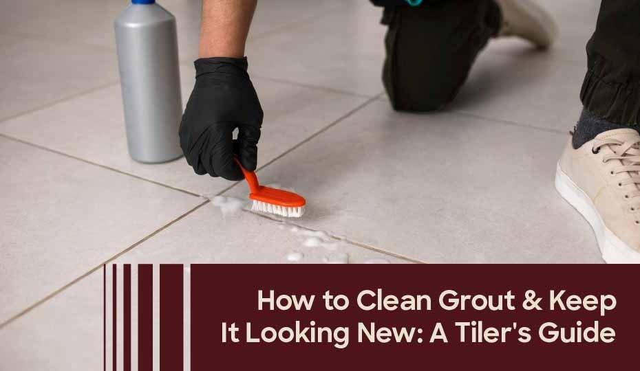 Clean tiled surface with bright grout lines, demonstrating proper grout cleaning and maintenance techniques for long-lasting results