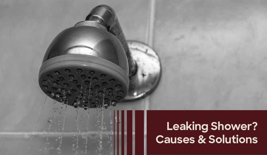 Bathroom shower with visible water leakage around tiles and grout, highlighting common shower waterproofing and plumbing issues.