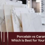 Porcelain and ceramic tile samples displayed side by side, highlighting differences in appearance, durability, and suitability for various tiling projects.